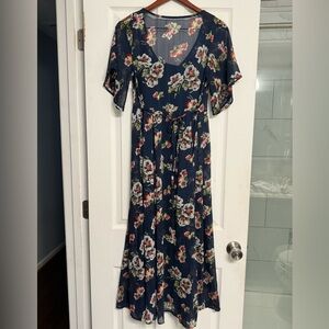 Abercrombie & Fitch Maxi Dress in Blue Floral Size Small